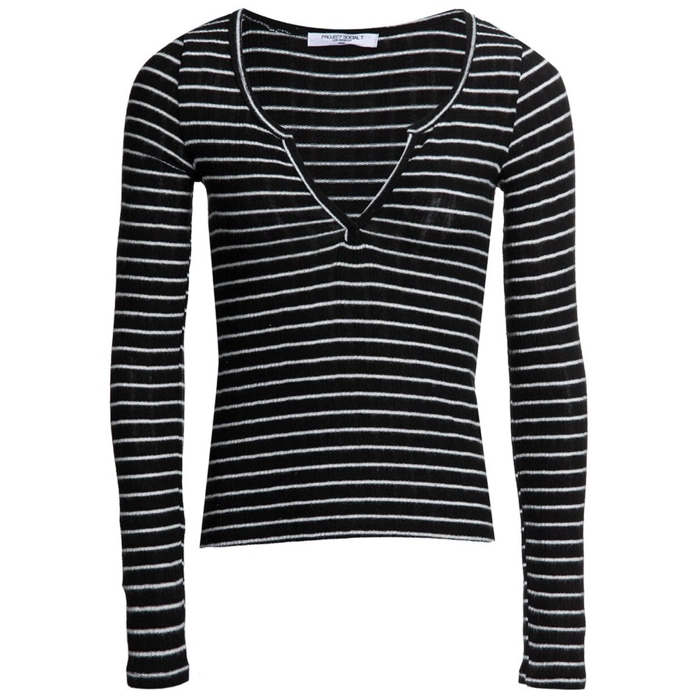 Project Social T striped cozy Henley long sleeve